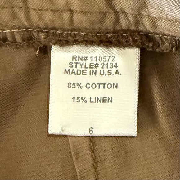 Twelfth Street Cynthia Vincent Women's Linen Blend Pants 6 Brown Minimalist - Picture 8 of 9